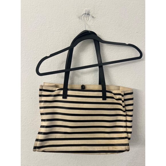 Kate Spade by the pool Pineapple-Embellished Canvas Tote mega Bag Black & White - Picture 3 of 9